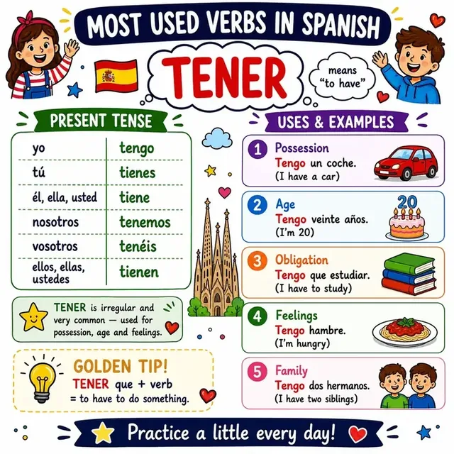 Verb TENER mind map